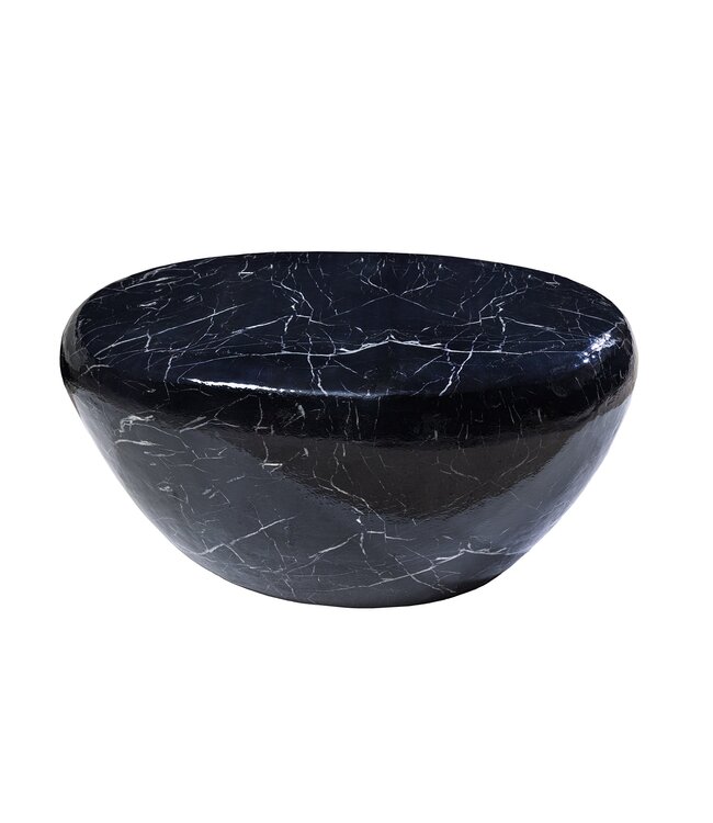 Invicta Interior Handgemaakte salontafel STONE 75cm zwart marmer design metaal - 44853