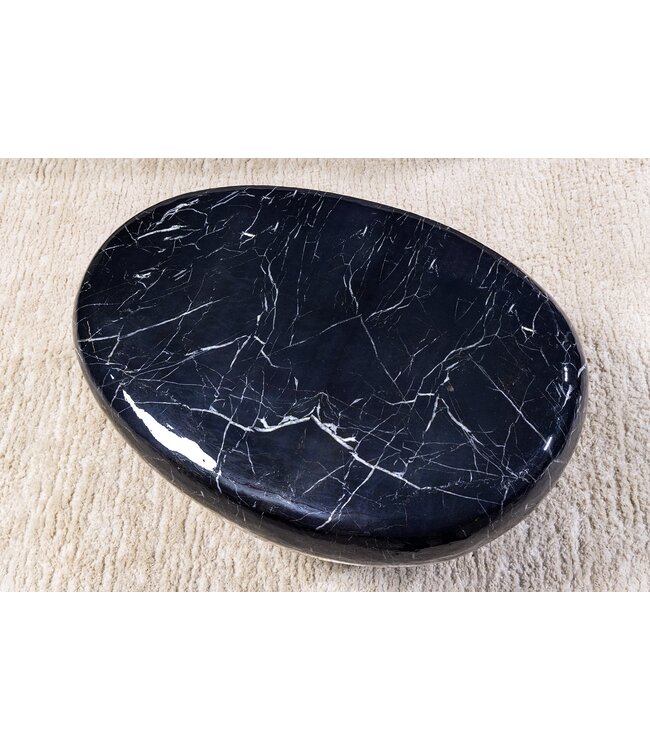 Invicta Interior Handgemaakte salontafel STONE 75cm zwart marmer design metaal - 44853