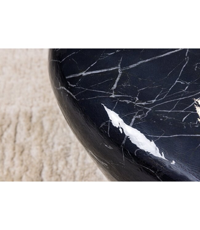 Invicta Interior Handgemaakte salontafel STONE 75cm zwart marmer design metaal - 44853