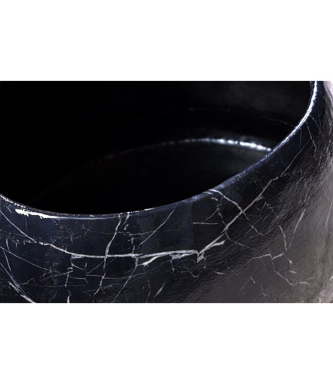 Invicta Interior Handgemaakte salontafel STONE 75cm zwart marmer design metaal - 44853