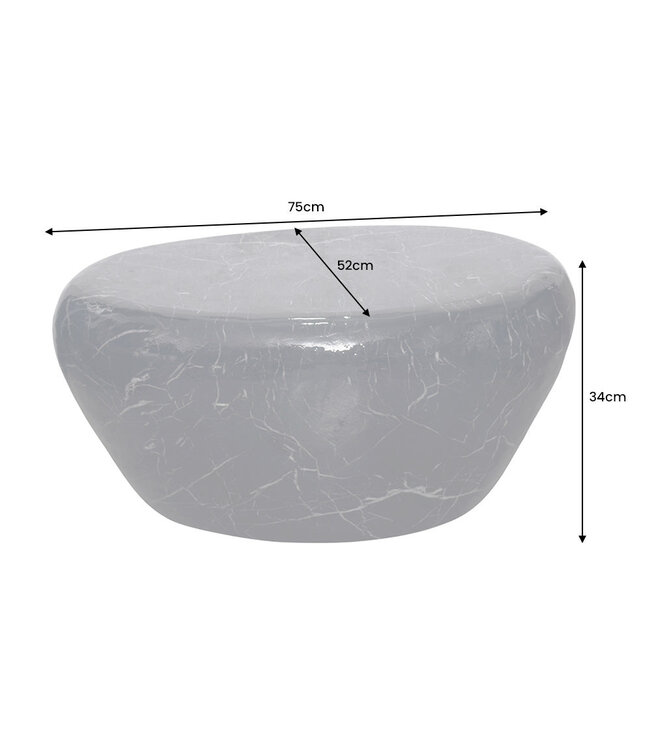 Invicta Interior Handgemaakte salontafel STONE 75cm zwart marmer design metaal - 44853
