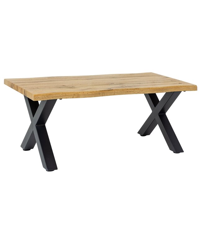 Invicta Interior Industriële salontafel WILD 90cm bruin wild eiken look zwart metalen boomrand - 45081