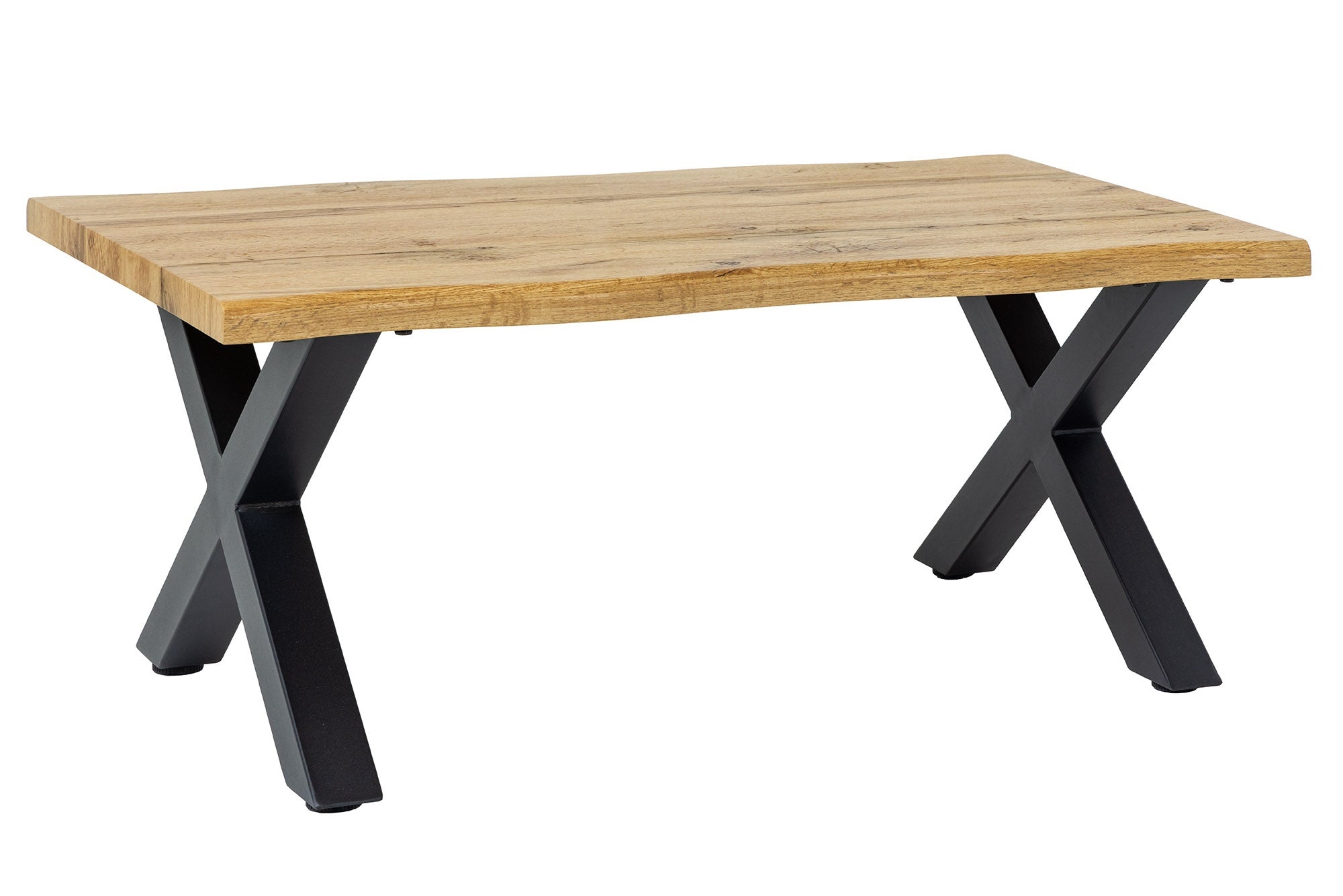 Salontafel WILD 90cm tafelblad 30mm X-poten wild eiken-look naturel - 45081