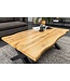 Invicta Interior Industriële salontafel WILD 90cm bruin wild eiken look zwart metalen boomrand - 45081