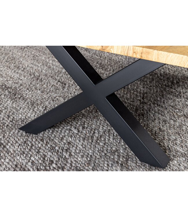 Invicta Interior Industriële salontafel WILD 90cm bruin wild eiken look zwart metalen boomrand - 45081