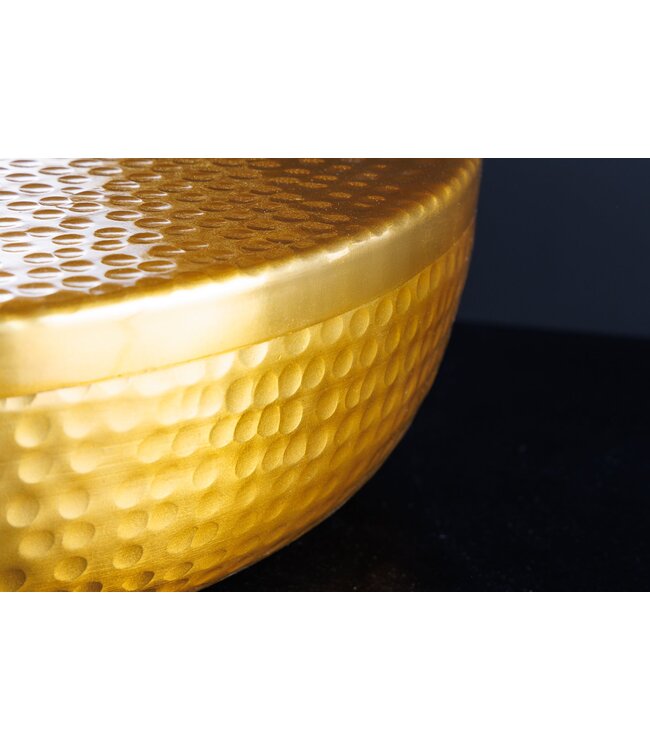 Invicta Interior Handgemaakte schaal ORIENT 40cm goud metaal rond met deksel sieradenblik - 44473