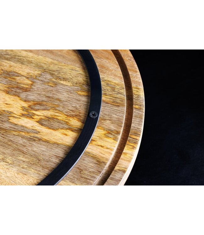 Invicta Interior Handgemaakte Kom PUUR NATUUR 40cm Natuurlijk Mango Hout Rond met Deksel Sieradenblik - 44472