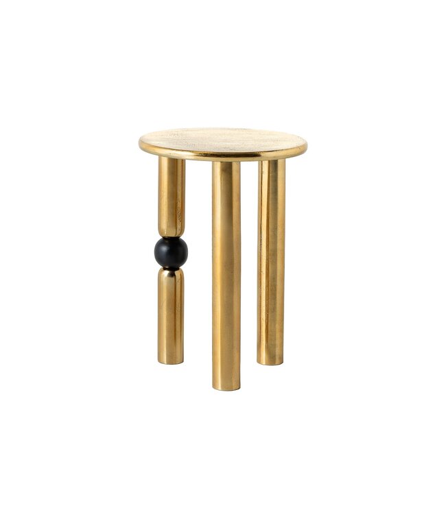 Invicta Interior Handgemaakte bijzettafel ABSTRACT 55cm goud zwart metaal rond - 44854