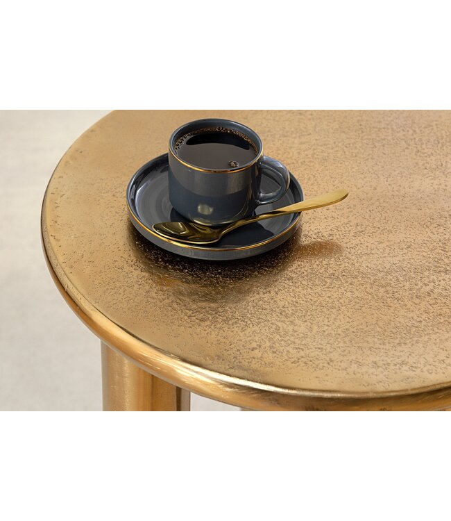 Invicta Interior Handgemaakte bijzettafel ABSTRACT 55cm goud zwart metaal rond - 44854