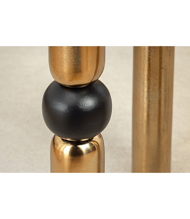 Invicta Interior Handgemaakte bijzettafel ABSTRACT 55cm goud zwart metaal rond - 44854