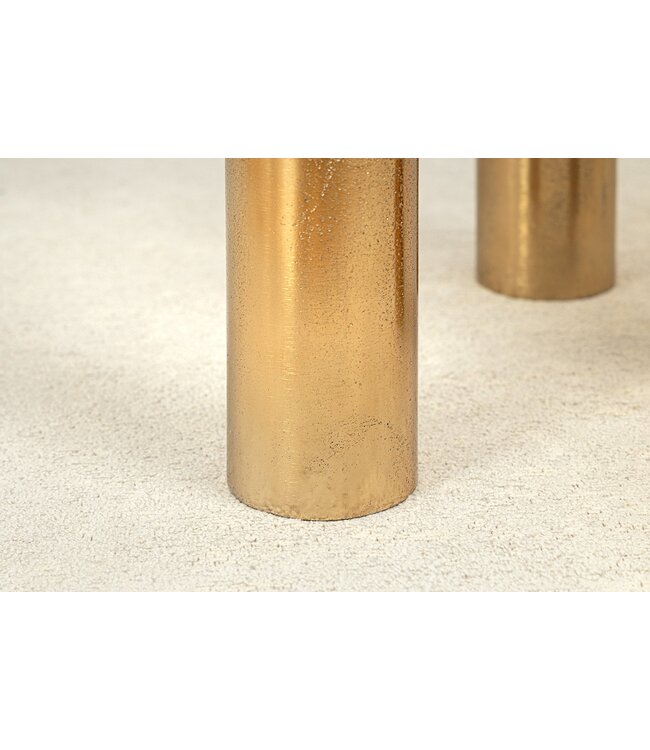 Invicta Interior Handgemaakte bijzettafel ABSTRACT 55cm goud zwart metaal rond - 44854