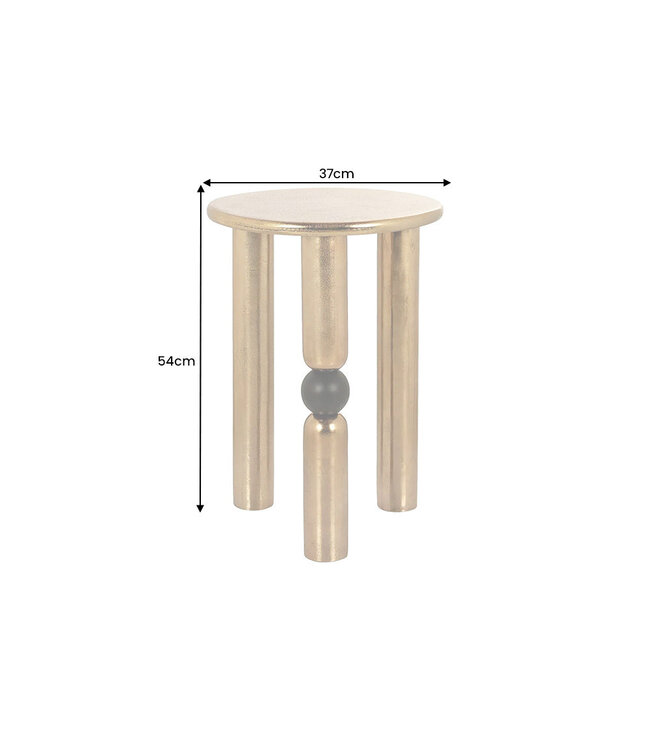 Invicta Interior Handgemaakte bijzettafel ABSTRACT 55cm goud zwart metaal rond - 44854