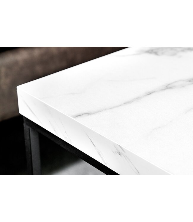 Invicta Interior Moderne bijzettafel ARCHITECTURE 45cm Wit Marmeren Design Metalen Frame - 44761