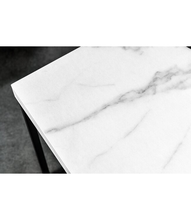 Invicta Interior Moderne bijzettafel ARCHITECTURE 45cm Wit Marmeren Design Metalen Frame - 44761