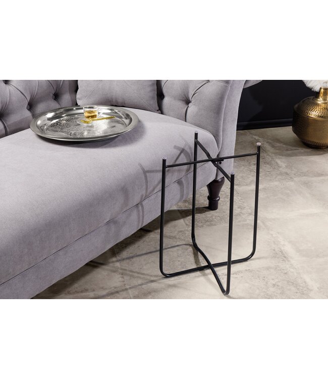 Invicta Interior Oosterse bijzettafel CASABLANCA 50cm zilver zwart dienblad uitneembaar opvouwbaar - 44352