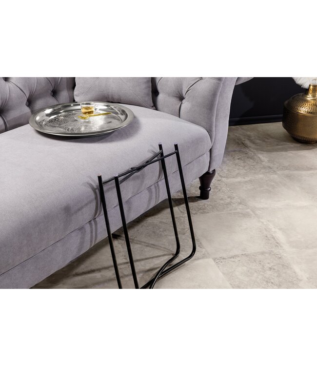 Invicta Interior Oosterse bijzettafel CASABLANCA 50cm zilver zwart dienblad uitneembaar opvouwbaar - 44352