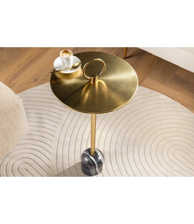 Invicta Interior Ronde bijzettafel ELEGANCE 60cm goud ijzer marmer handgemaakt - 44833