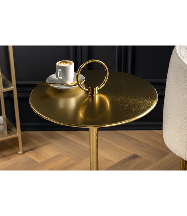 Invicta Interior Ronde bijzettafel ELEGANCE 60cm goud ijzer marmer handgemaakt - 44833