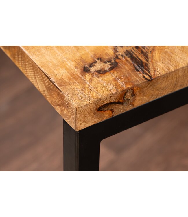 Invicta Interior Massief houten bijzettafel GASTON 65cm naturel mangohout metaal zwart handgemaakt - 44740