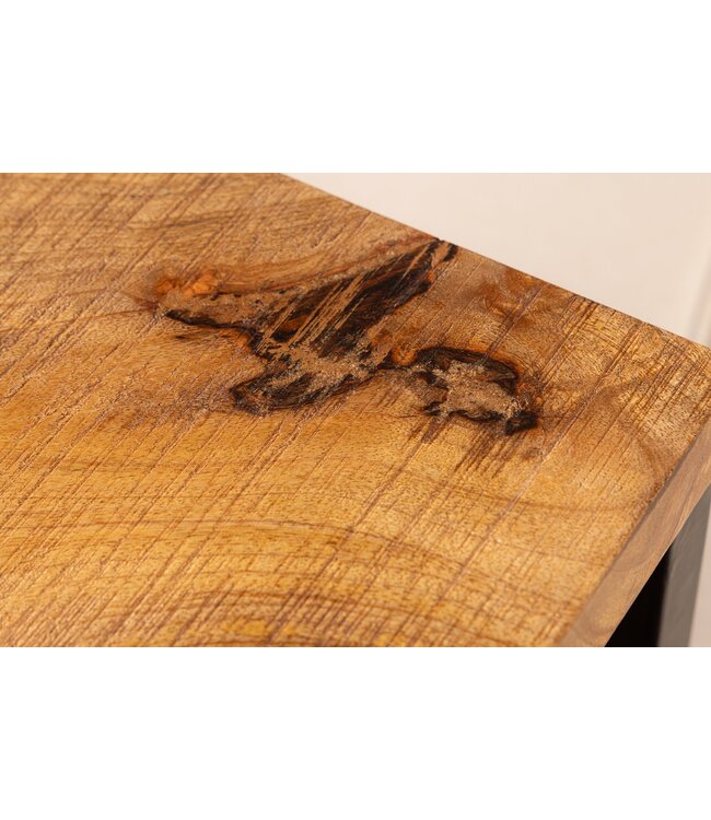 Invicta Interior Massief houten bijzettafel GASTON 65cm naturel mangohout metaal zwart handgemaakt - 44740