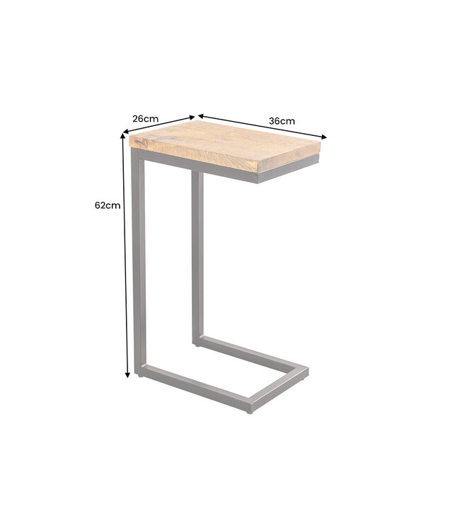 Invicta Interior Massief houten bijzettafel GASTON 65cm naturel mangohout metaal zwart handgemaakt - 44740
