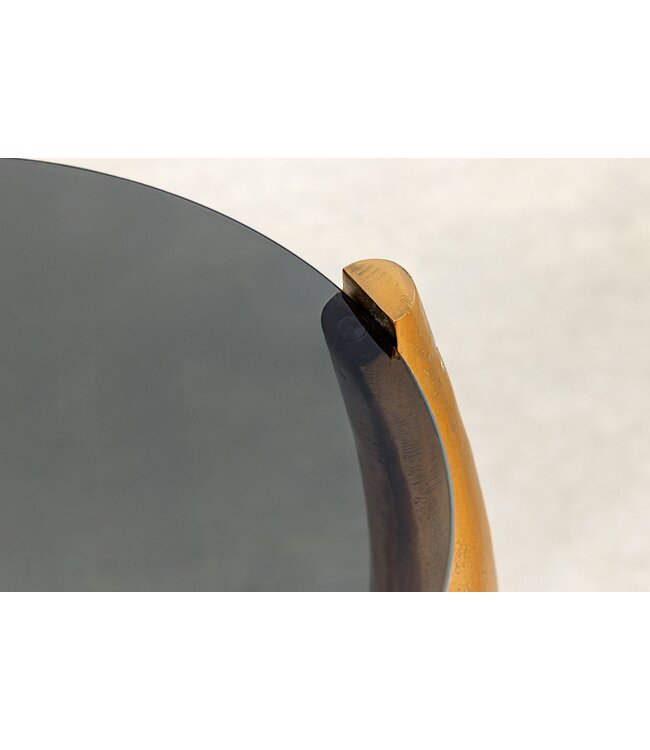 Invicta Interior Handgemaakte bijzettafel LEVELS 50cm goud antiek zwart glas zwart metaal - 44858