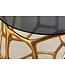 Invicta Interior Handgemaakte bijzettafel LIQUID GEOMETRY 50cm goud rond metaal zwart glas - 44857