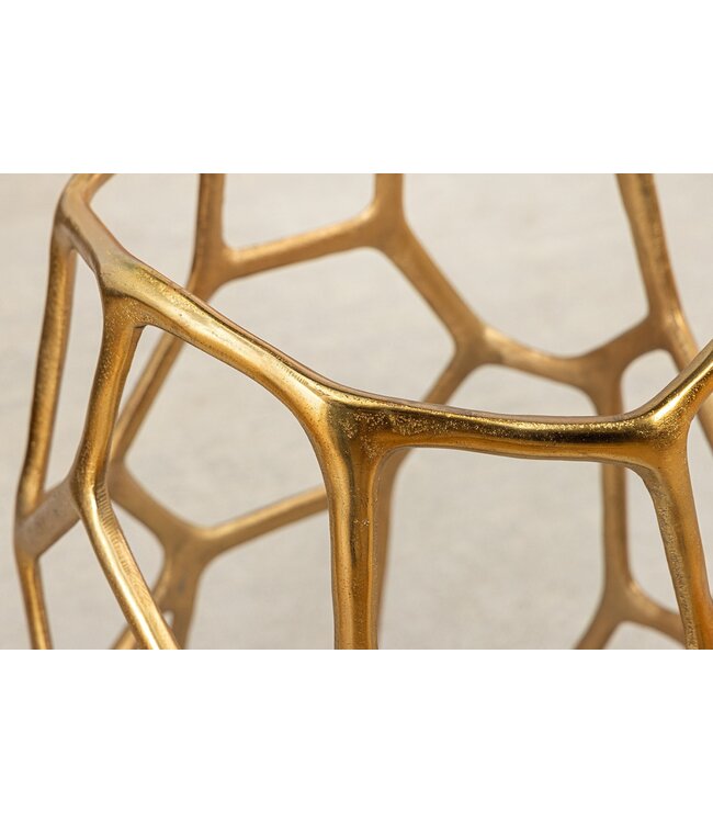 Invicta Interior Handgemaakte bijzettafel LIQUID GEOMETRY 50cm goud rond metaal zwart glas - 44857