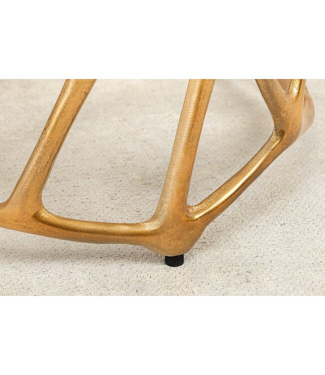 Invicta Interior Handgemaakte bijzettafel LIQUID GEOMETRY 50cm goud rond metaal zwart glas - 44857