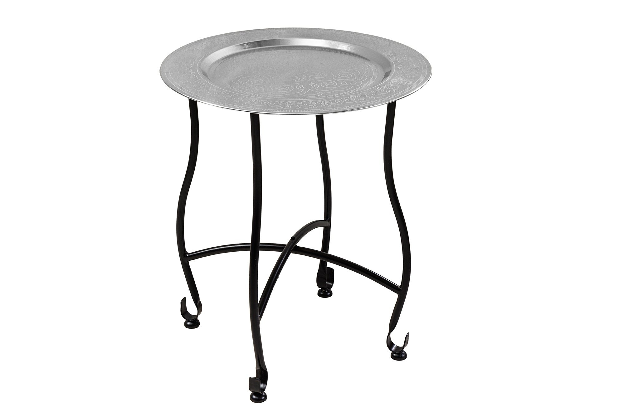 Side table MARRAKESH 50cm silver hammer stroke design afneembaar blad - 44347