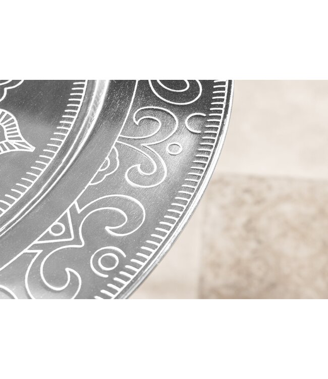 Invicta Interior Ronde salontafel MARRAKECH 60cm zilveren theetafel uitneembaar dienblad opvouwbaar - 44346