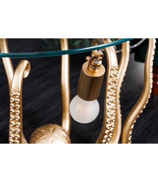 Invicta Interior Ronde bijzettafel WILDLIFE OCTOPUS 50cm goud sculptuur glas - 44567