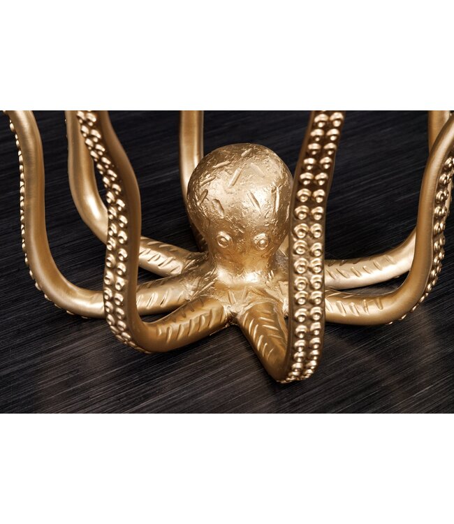 Invicta Interior Ronde bijzettafel WILDLIFE OCTOPUS 50cm goud sculptuur glas - 44567