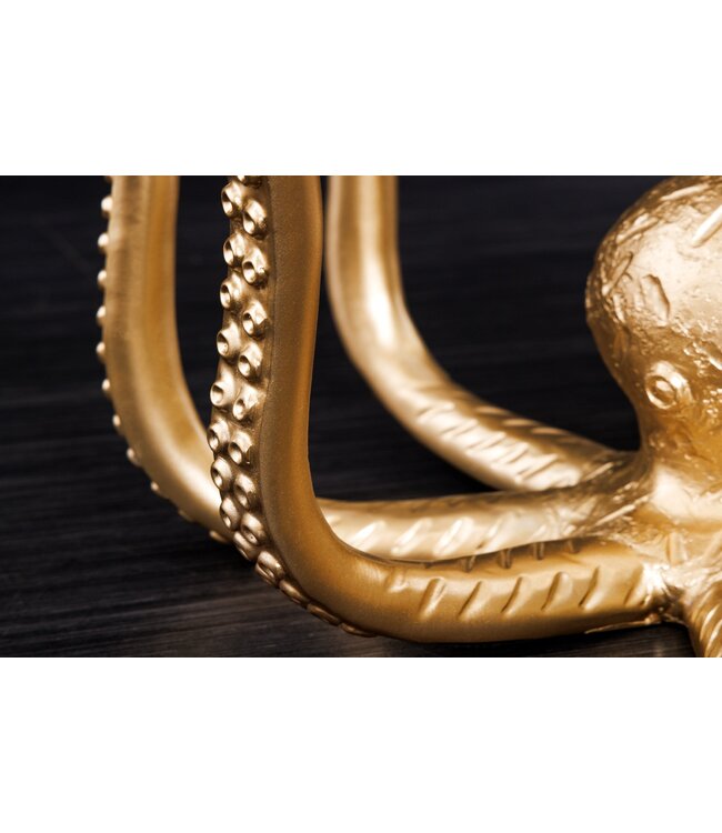 Invicta Interior Ronde bijzettafel WILDLIFE OCTOPUS 50cm goud sculptuur glas - 44567