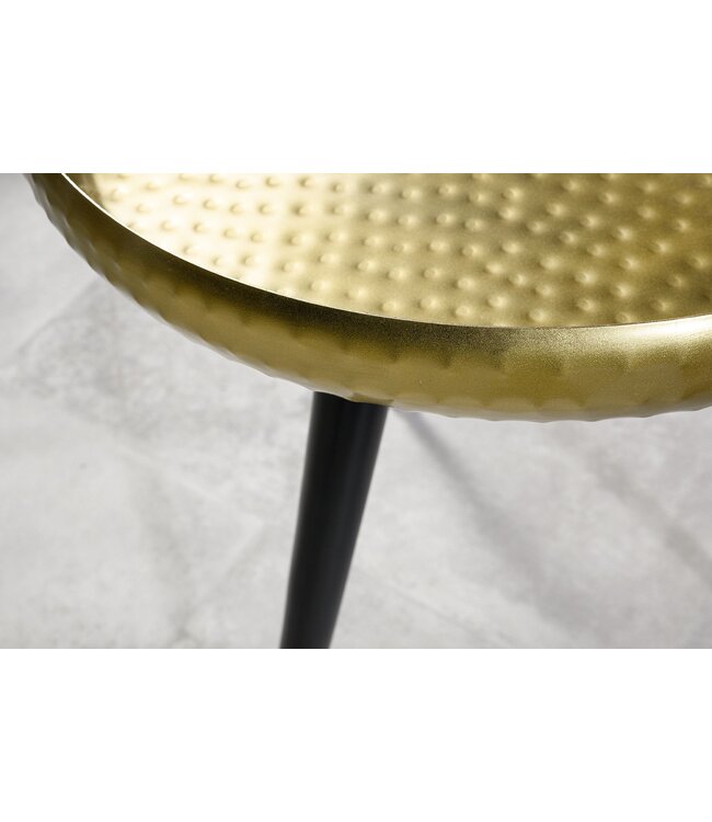Invicta Interior Handgemaakte bijzettafel ORIENT 50cm messing goud rond metaal gehamerd design - 44350