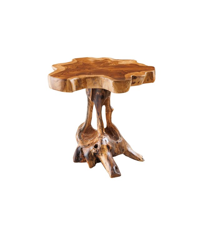 Invicta Interior Massief houten bijzettafel ROOT 40cm naturel teakhout gemaakt van wortelhout in paaldesign - 44713