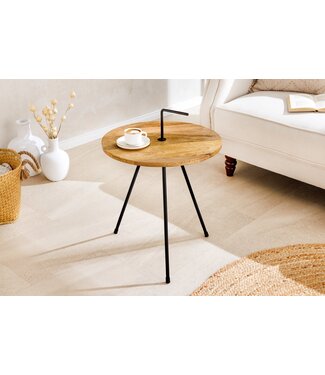 Invicta Interior Handgemaakte bijzettafel SIMPLY CLEVER 60cm naturel mangohout met handvat - 44349