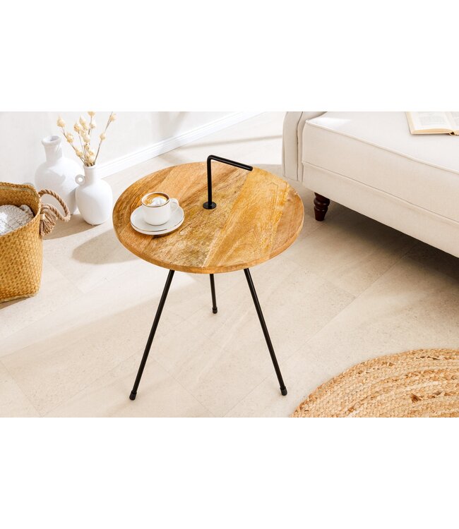 Invicta Interior Handgemaakte bijzettafel SIMPLY CLEVER 60cm naturel mangohout met handvat - 44349