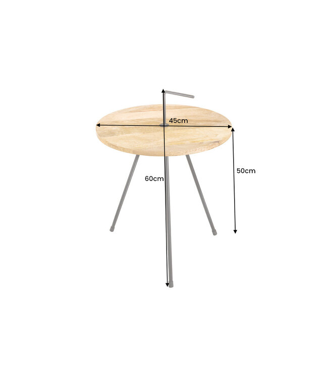 Invicta Interior Handgemaakte bijzettafel SIMPLY CLEVER 60cm naturel mangohout met handvat - 44349