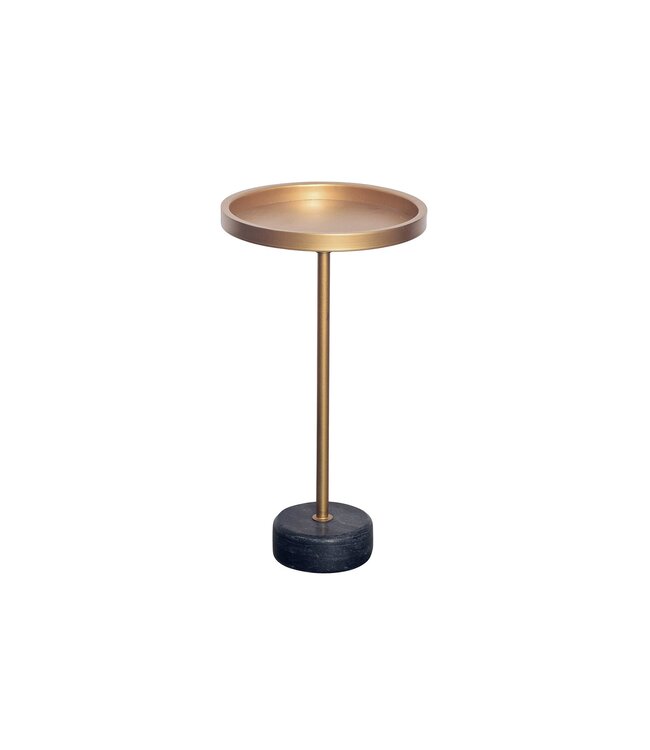 Invicta Interior Side table TRAYFUL 60cm grijs marble base gouden frame and top - 44850