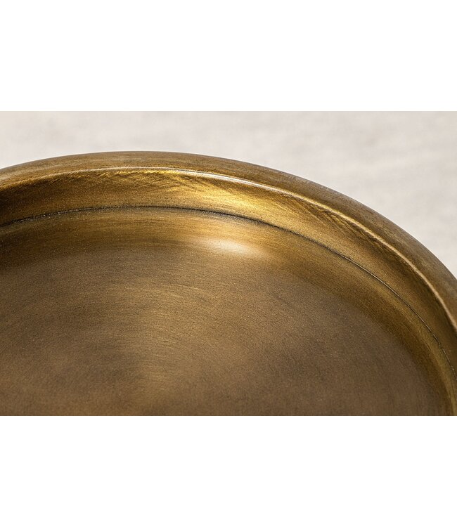 Invicta Interior Ronde Bijzettafel TRAYFUL 60cm Messing Antiek IJzer Groen Marmeren Voet Handgemaakt - 44848