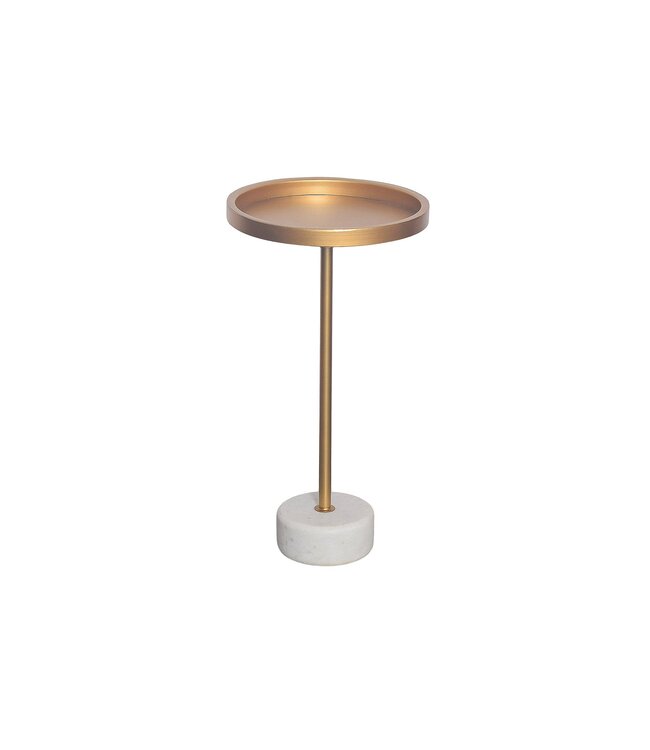 Invicta Interior Ronde bijzettafel TRAYFUL 60cm goud ijzer wit marmeren voet handgemaakt - 44849