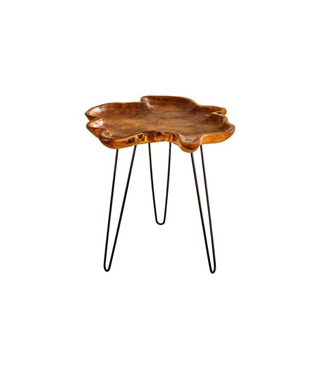Invicta Interior Unieke bijzettafel WILD 65cm natuurlijke teakhouten haarspeldpoten salontafel - 44708