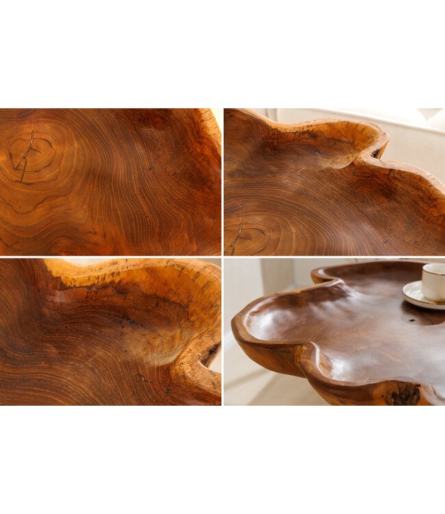 Invicta Interior Unieke bijzettafel WILD 65cm natuurlijke teakhouten haarspeldpoten salontafel - 44708