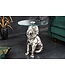 Invicta Interior Ronde bijzettafel WILDLIFE LION 60cm Zilver Antiek Metaal Glas Leeuw Sculptuur - 44826