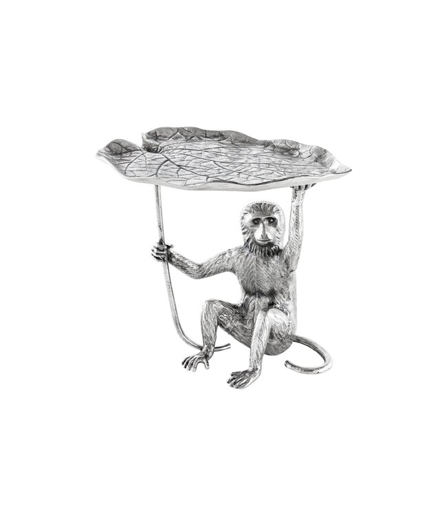 Invicta Interior Design Bijzettafel WILDLIFE MONKEY 60cm Zilver Metaal Handgemaakt - 44836