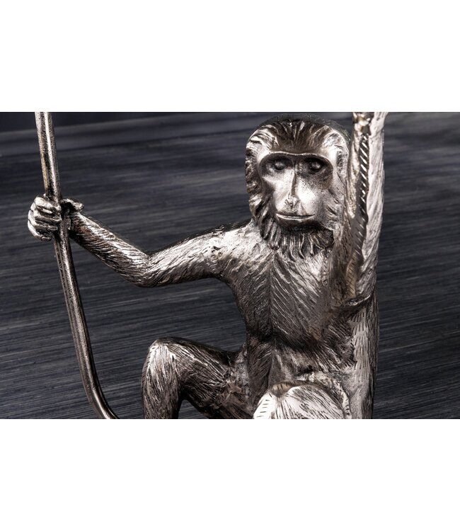 Invicta Interior Design Bijzettafel WILDLIFE MONKEY 60cm Zilver Metaal Handgemaakt - 44836