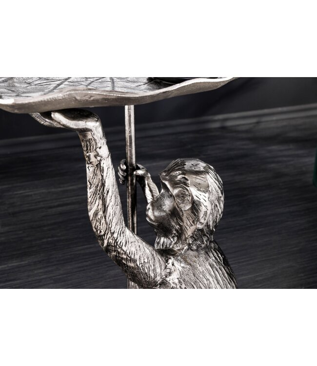 Invicta Interior Design Bijzettafel WILDLIFE MONKEY 60cm Zilver Metaal Handgemaakt - 44836