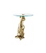 Invicta Interior Ronde bijzettafel WILDLIFE PANTHER 60cm goud antiek metalen glassculptuur handgemaakt - 44825