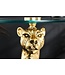 Invicta Interior Ronde bijzettafel WILDLIFE PANTHER 60cm goud antiek metalen glassculptuur handgemaakt - 44825
